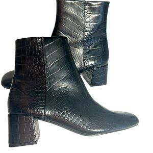 Pull & Bear Collection Faux Leather Croc Embossed Heeled Booties Sz 37